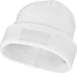 Akrylová čepice Boreas protáhlého tvaru (beanie), bílá - zimní čepice s vlastním potiskem