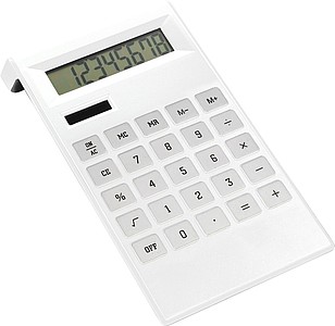 ARNOŠT Stolní kalkulačka, bílá - reklamní předměty