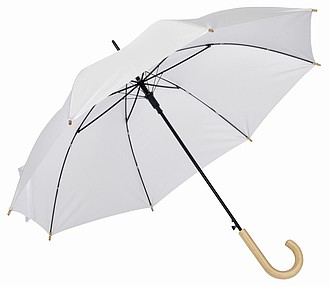 Automatický deštník, pr. 103cm, z recyklovaného plastu, bílá - reklamní deštníky