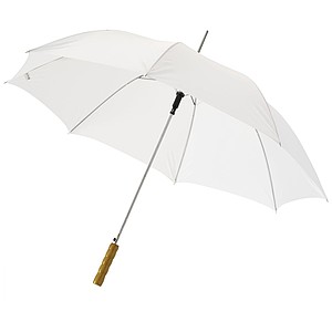 Automatický deštník s dřevěnou rukojetí, bílá - reklamní deštníky