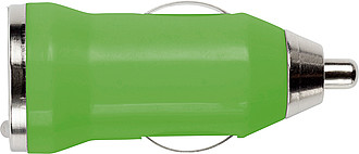 CANOPUS Plastový adaptér z autonabíječky do USB, zelený - reklamní předměty
