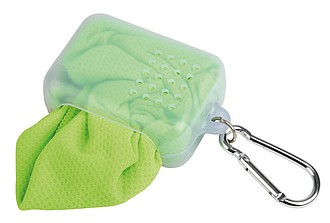 Chladicí ručník v transparentním obalu s karabinou, zelený - ručníky s potiskem