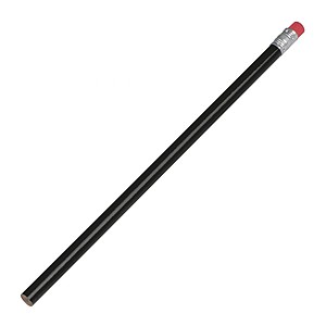 Dřevěná tužka s gumou, černá - reklamní pastelky