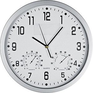 GASPRA Nástěnné hodiny s vlhkoměrem a teploměrem, bílé - hodiny s vlastním potiskem