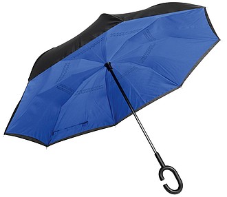 Holový deštník, automatický s opačným otvíráním, černo modrý - reklamní deštníky