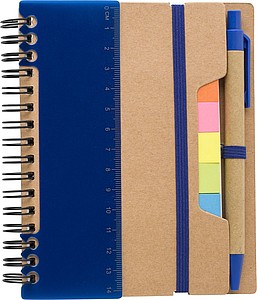 HORIXO Linkovaný zápisník se značkovacími lístky a kuličkovým perem, modrá - ekologické reklamní předměty