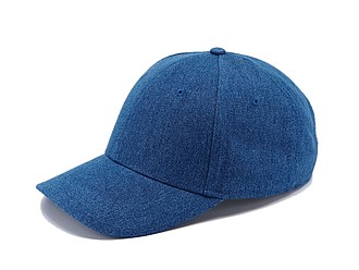 KALEA Šestipanelová čepice s vyztuženým čelem v džínovém designu, modrá - reklamní kšiltovky