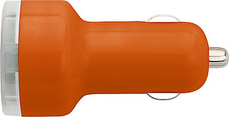 KEVAN Adaptér do autonabíječky se 2 USB porty, oranžový - reklamní předměty