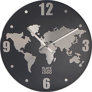 MANDARINE Nástěnné hodiny s mapou světa na ciferníku - hodiny s vlastním potiskem