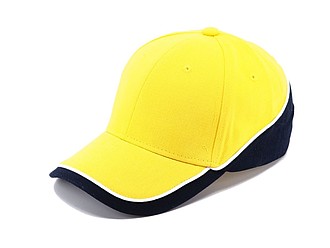 PASCAL Dvoubarevná šestipanelová čepice, žlutá/námořní modrá - reklamní kšiltovky