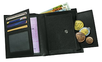peněženka kožená "Messina", černá - kožená peněženka s vlastním potiskem