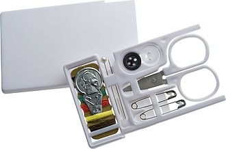 Praktické cestovní šitíčko ve velikosti bankovní karty, bílá - reklamní předměty