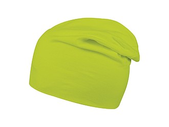 Prodloužená pletená zimní čepice s elastanem, světle zelená - zimní čepice s vlastním potiskem