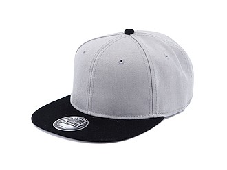 RARAKU Šestipanelová čepice s rovným kšiltem, černá/šedá - reklamní kšiltovky