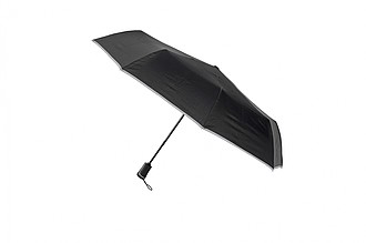 SCHWARZWOLF CRUX Skládací deštník s reflexním páskem a karabinou, černý - reklamní deštníky