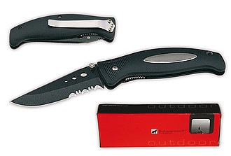 SCHWARZWOLF STYX Zavírací nůž s pojistkou, černá - reklamní předměty