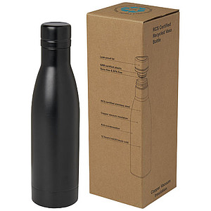 Termo láhev na pití, 500ml, z recyklované nerezové oceli, černá - ekologické reklamní předměty