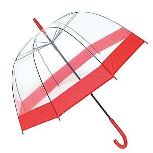 Transparentní deštník s barevným okrajem, O83 cm, světle červená - reklamní deštníky