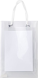 Transparentní taška, velikost A5 s bílými kroucenými uchy - taška s vlastním potiskem