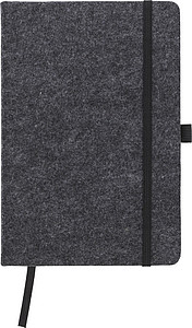 Zápisník A5, 160 linkovaných stran, obálka z RPET plsti, tmavě šedý - reklamní zápisník
