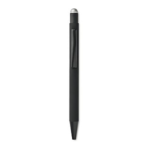 Černé hliníkové KP, vylaserované logo je stejné barvy jako stylus, modrá n., stříbrné - psací potřeby