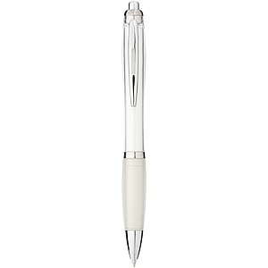 Barevné kuličkové pero Nash s barevným úchopem, bílá - psací potřeby