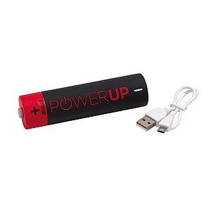 Powerbanka ve tvaru baterie, kapacita 2600mAh, černo červená