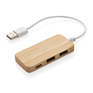 RAMES Bambusový rozbočovač se dvěmi USB A 2.0 a jedním USB C portem ekologické předměty