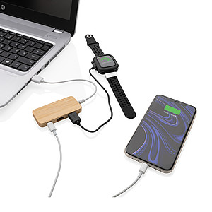 RAMES Bambusový rozbočovač se dvěmi USB A 2.0 a jedním USB C portem