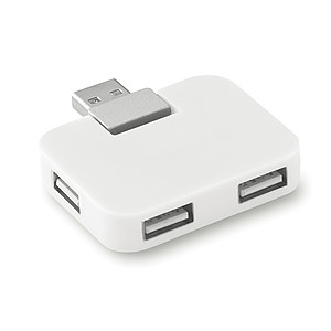 Čtyřportový USB rozbočovač z ABS plastu, bílá ekologické předměty