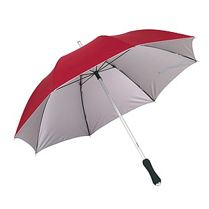 Klasický deštník, stříbrný zespod, červený svrchu, pr. 106cm - reklamní deštníky