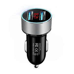 SARGA 3.0 rychlonabíjecí duální USB autoadaptér, stříbrná