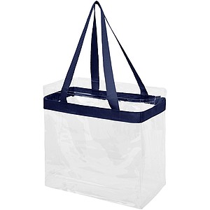 Průhledná PVC plážová taška s tm. modrými uchy