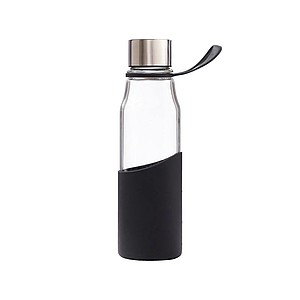 Skleněná láhev na pití 550ml s rukávem, černá