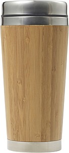 Cestovní kelímek z bambusu s termoizolací. Objem 400ml. Středně hnědá. ekologické předměty
