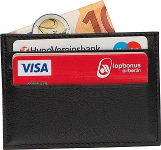 Kožené pouzdro na karty RFID, černá