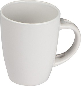 Bílý keramický hrnek 350ml s dírou v oušku pro lžičku - reklamní hrnky