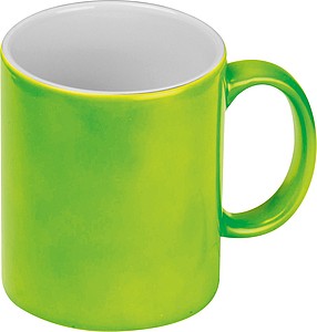 Neonově zelený keramický hrnek 300ml, vhodný pro sublimaci - reklamní hrnky