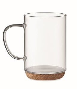 Skleněný hrnek s korkovou základnou, 400ml - reklamní hrnky