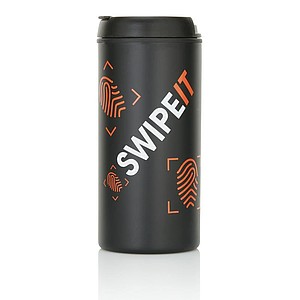 Nerezový hrnek s víčkem, 300ml, černý - reklamní hrnky