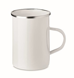 Kovový hrnek 550ml, smaltovaný povrch, bílý - reklamní hrnky