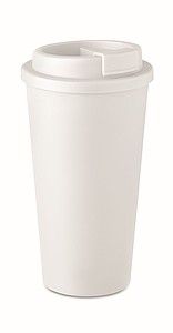 Pohárek s dvojitou stěnou a víčkem, objem 457ml, bílá