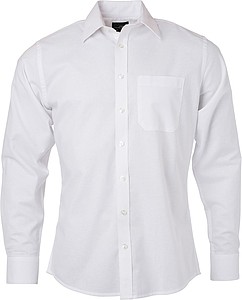 Pánská košile s dlouhým rukávem JAMES & NICHOLSON 130g, bílá, 2XL