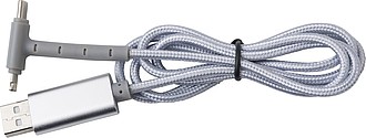 Nabíjecí kabel, 2 koncovky, stříbrný