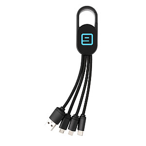Nabíjecí kabel 4 v 1 s karabinou, černá