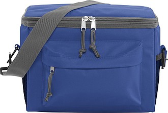 Chladící taška s přední kapsou na zip, modrá
