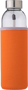 BUFALA Skleněná láhev na pití v neoprenovém rukávu, objem 500 ml, oranžová