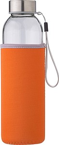 BUFALA Skleněná láhev na pití v neoprenovém rukávu, objem 500 ml, oranžová