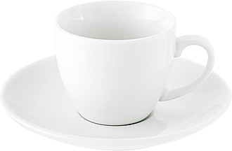 LEISURE Porcelánový šálek s podšálkem, 80 ml - reklamní hrnky