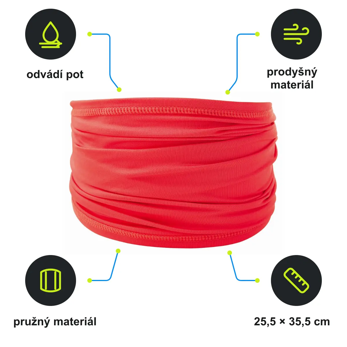 Infografika SCHWARZWOLF JERRY Multifunkční šátek, červená